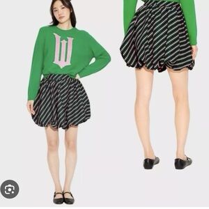 WICKED striped bubble hem skirt